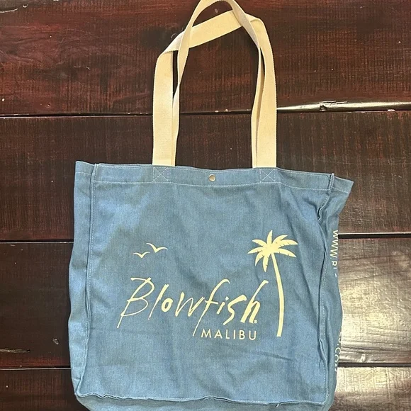 Blowfish Blue Canvas Tote with Cream Logo & Straps - Picture 2 of 2